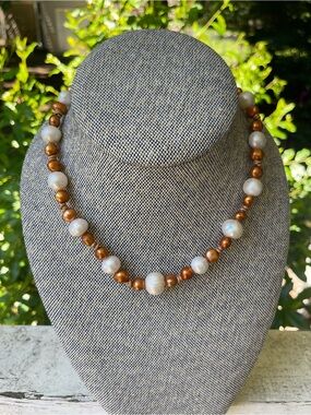 Hand Crafted White and Bronze Pearl Necklace